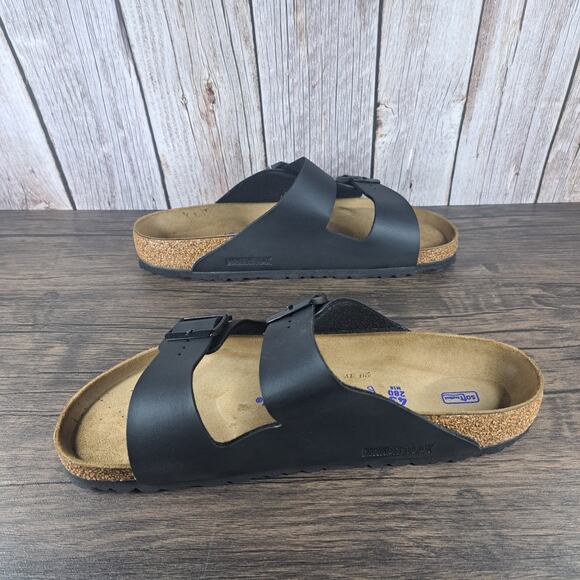 Birkenstock Arizona Soft Footbed Black Leather Duel Strap Men\'s Sz 10 (NWT) main image 6